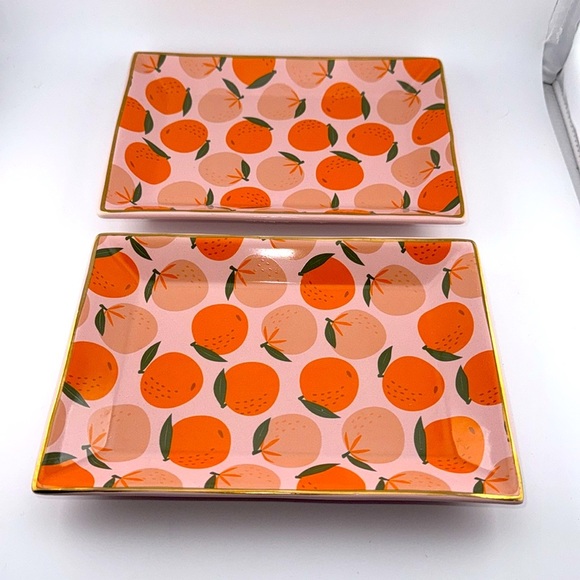 NWT Nordstrom sorbet oranges fruit / jewelry tray / catch all SET OF 2 - Picture 1 of 7